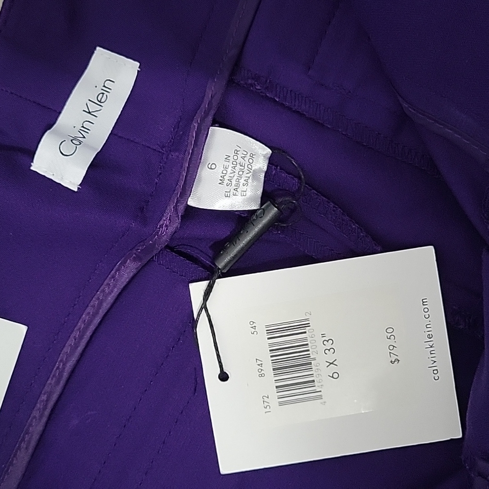 NWT Calvin Klein Purple Body Fit 6 X 33 Pants - Picture 7 of 9